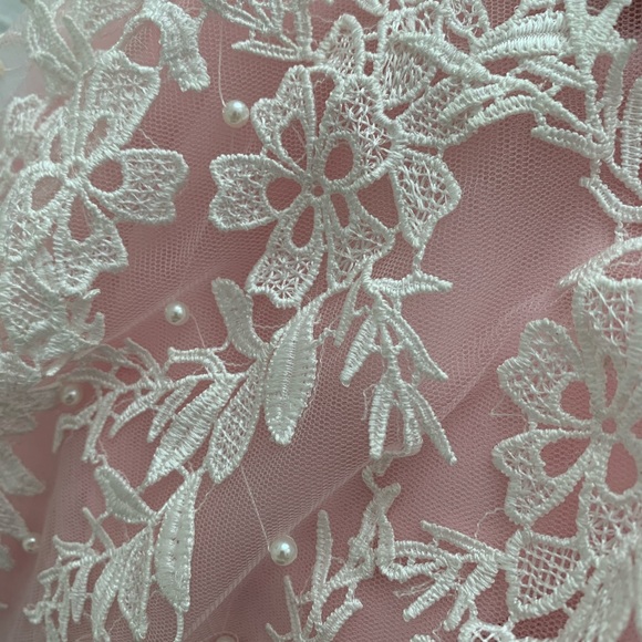 Flower Lace Pink Prom Dress - Picture 7 of 11